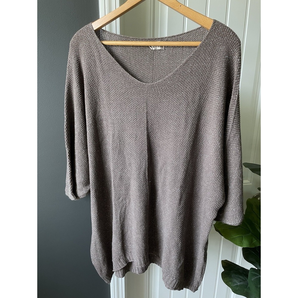 Lacony Paris Metallic Knit Sweater Dusty Purple Made in Italy Modal Slouchy XL